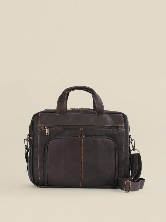Jackson vacqueta black leather briefcase bag for men