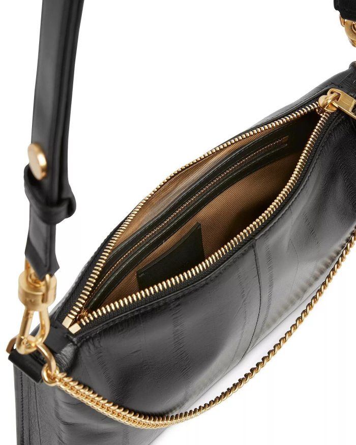 Eve black leather crossbody bag for women - Image 3