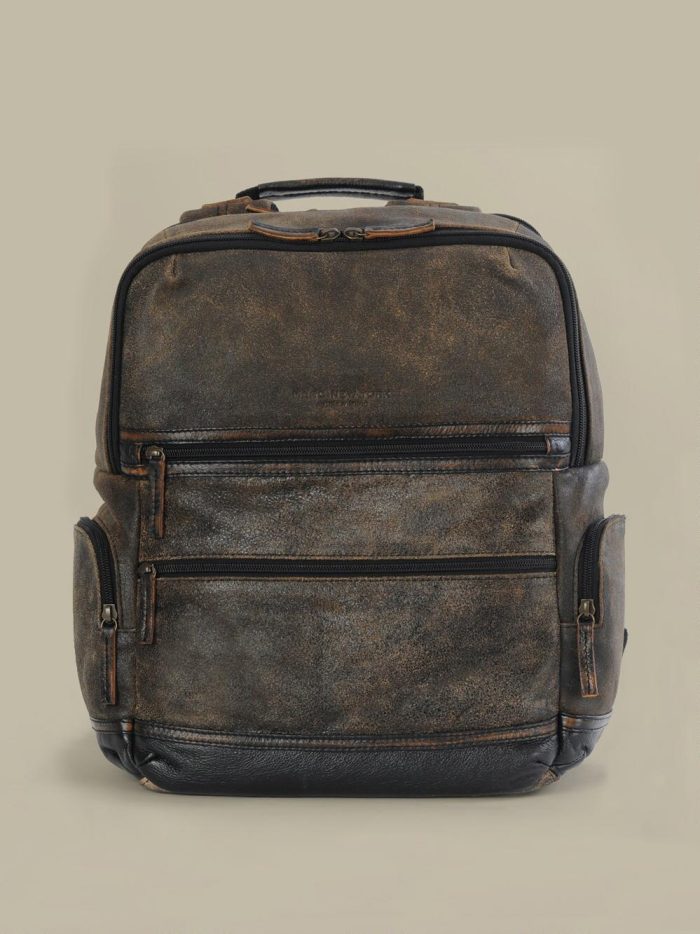 James crackle brown leather backpack bag for men - Image 2