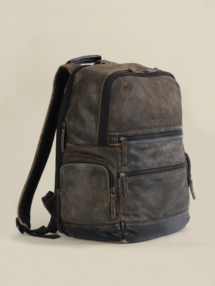 James crackle brown leather backpack bag for men