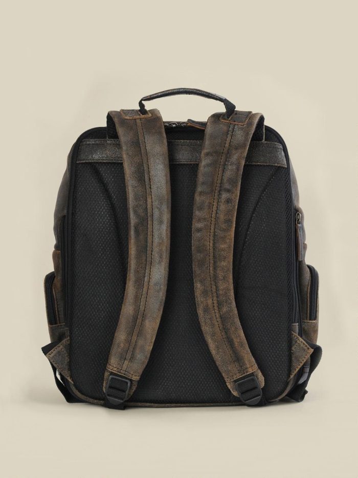 James crackle brown leather backpack bag for men - Image 3