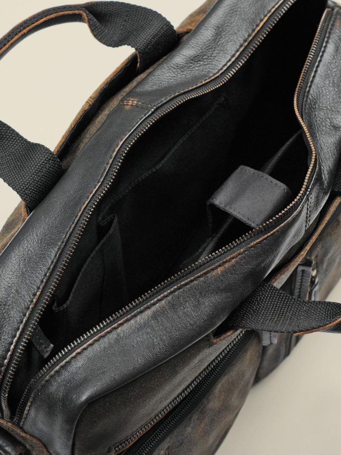Landon crackle hybrid black leather backpack bag for men - Image 3