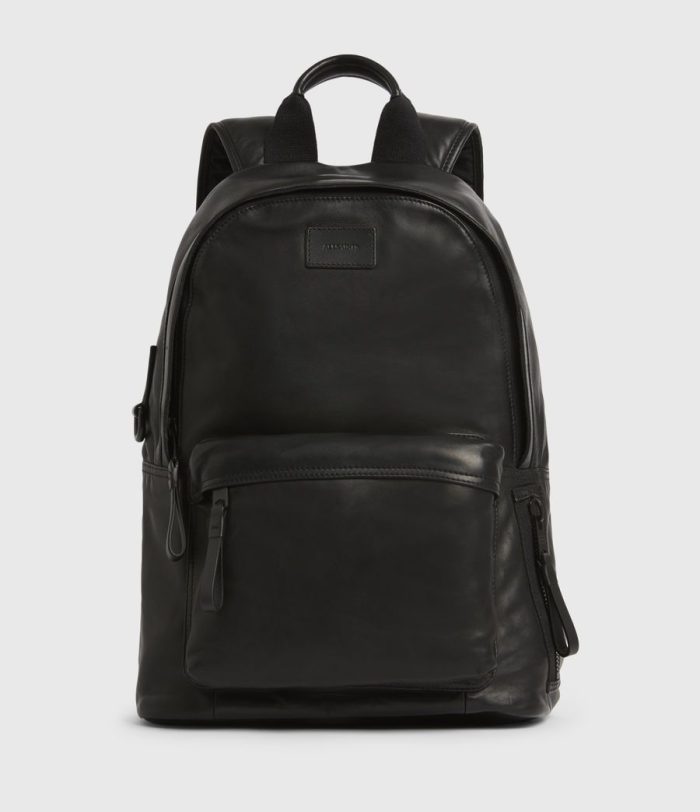 Arena black leather backpack bag for men