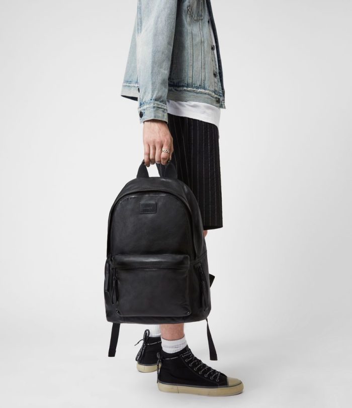 Arena black leather backpack bag for men - Image 2