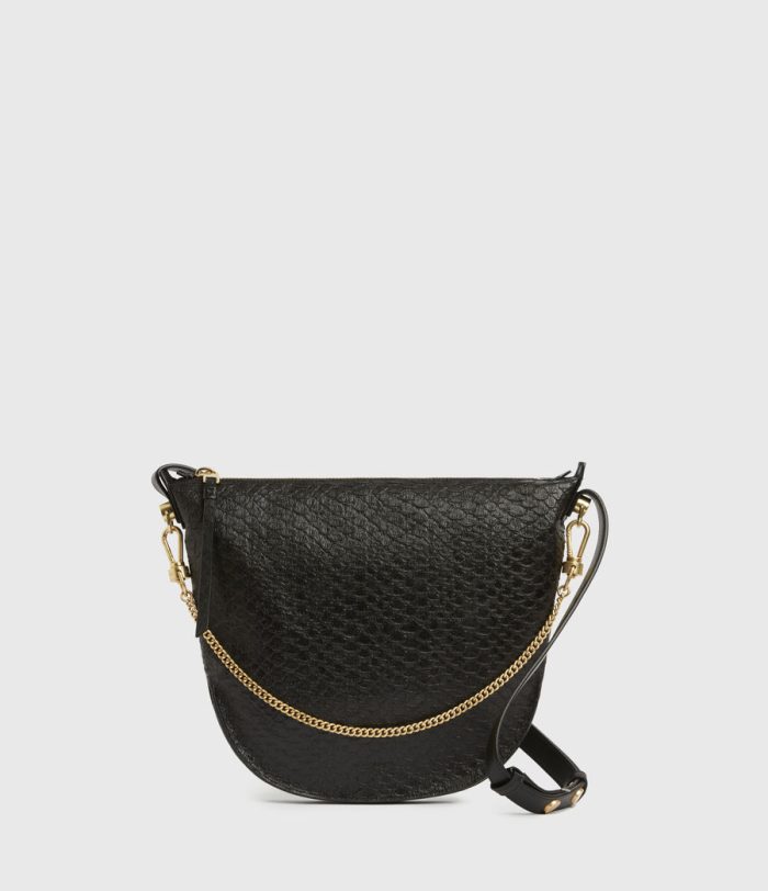 Blake black leather shoulder bag for women