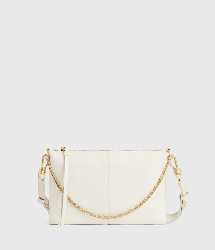 Eve white leather crossbody bag for women