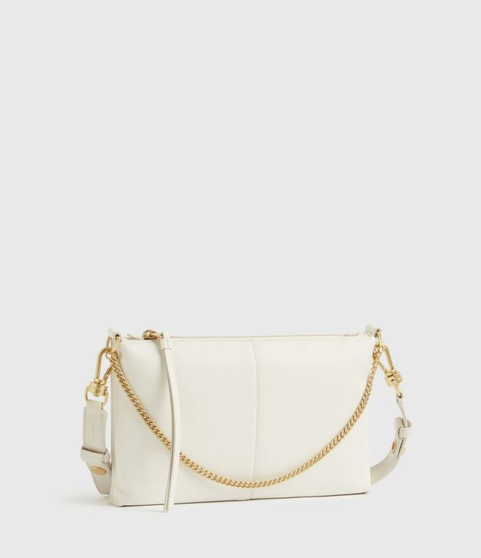 Eve white leather crossbody bag for women - Image 2