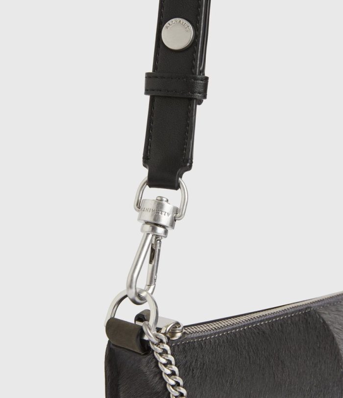 Eve black leather crossbody bag for women - Image 2