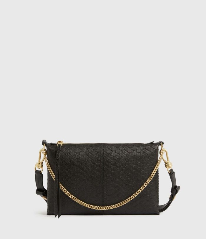 Eve black leather crossbody bag for women - Image 2