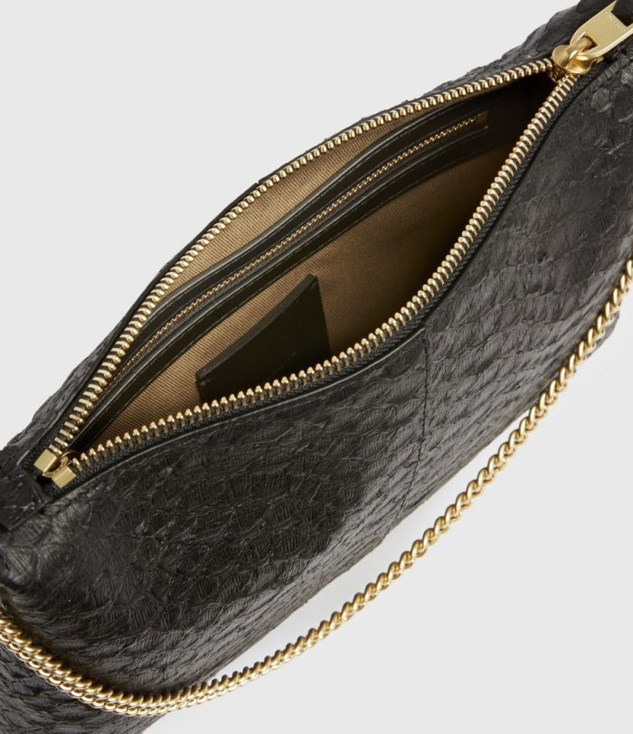 Eve black leather crossbody bag for women - Image 4