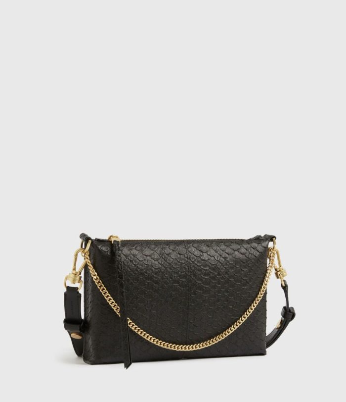 Eve black leather crossbody bag for women