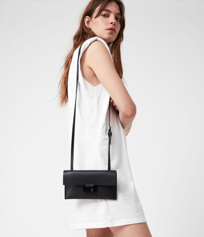 Francoise black leather crossbody bag for women