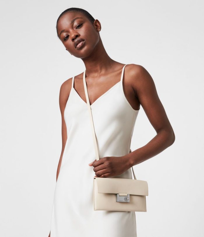 Francoise white leather crossbody bag for women