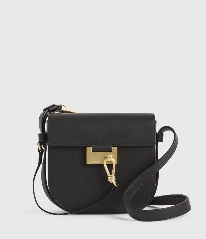 Ida black leather crossbody bag for women