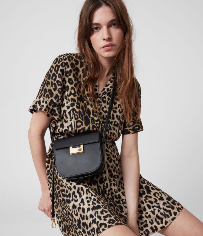 Ida black leather crossbody bag for women - Image 2