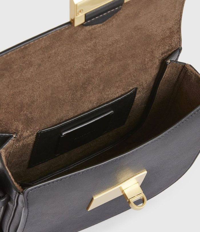 Ida black leather crossbody bag for women - Image 4
