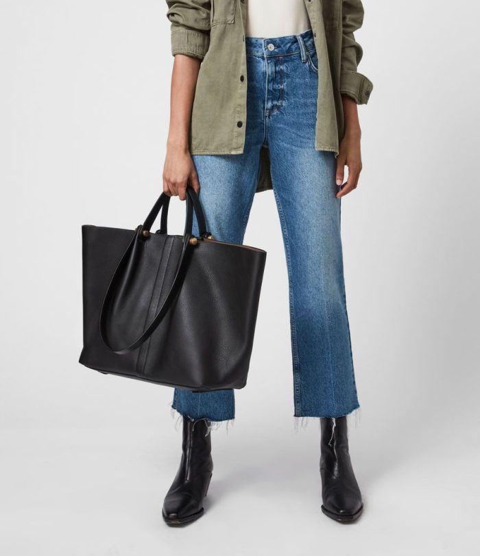 Allington black leather east west tote bag for women - Image 3