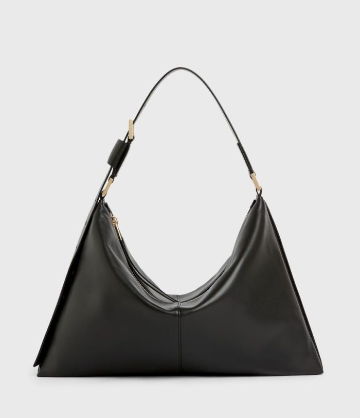 Edbury black leather shoulder bag for women