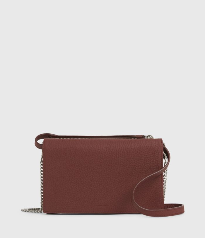 Fetch chain red leather wallet crossbody bag for women - Image 2