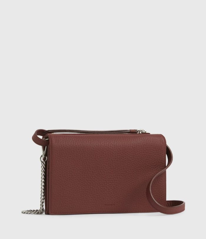 Fetch chain red leather wallet crossbody bag for women - Image 4