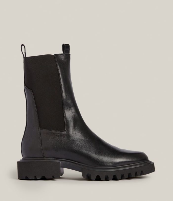 Hallie black leather boots for women