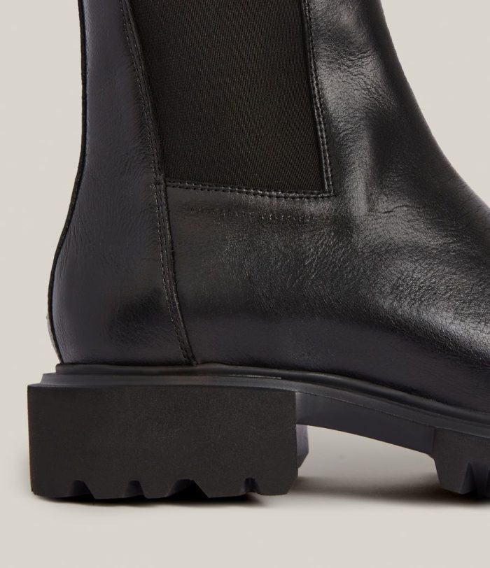 Hallie black leather boots for women - Image 4