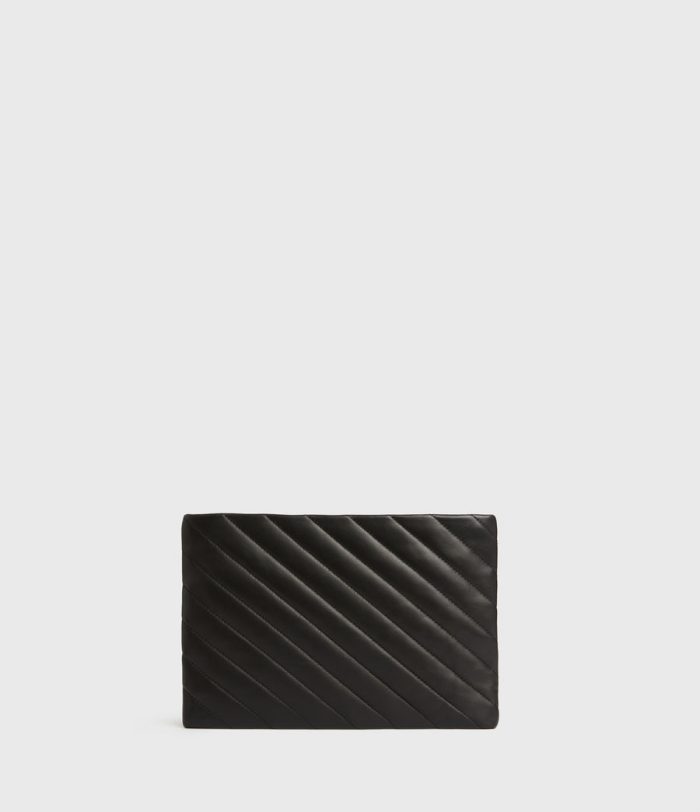Bettina black leather clutch bag for women