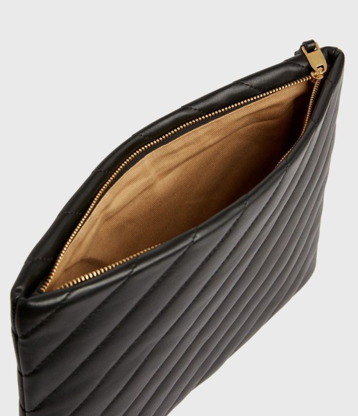 Bettina black leather clutch bag for women - Image 4
