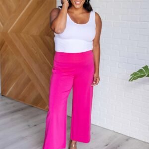 Magic Wide Leg Crop Pants in Hot Pink Ave Shops